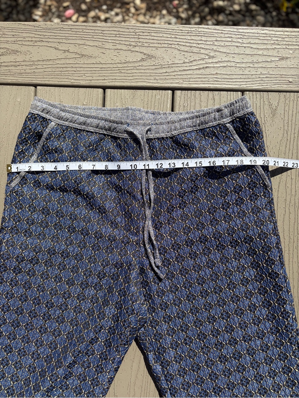 Anthropologie Navy and Gray Diamond-pattern pants